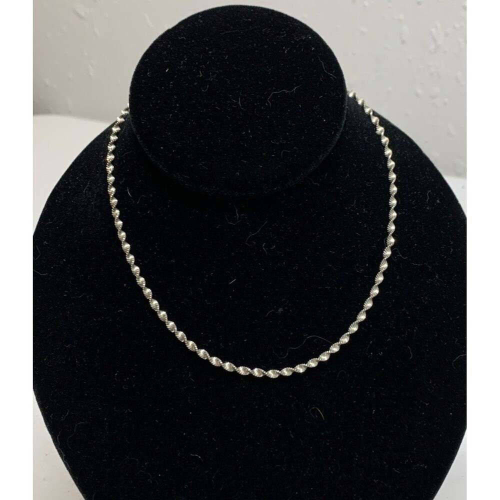 Vintage Italy Sterling Silver Twisted Herringbone Necklace 20”